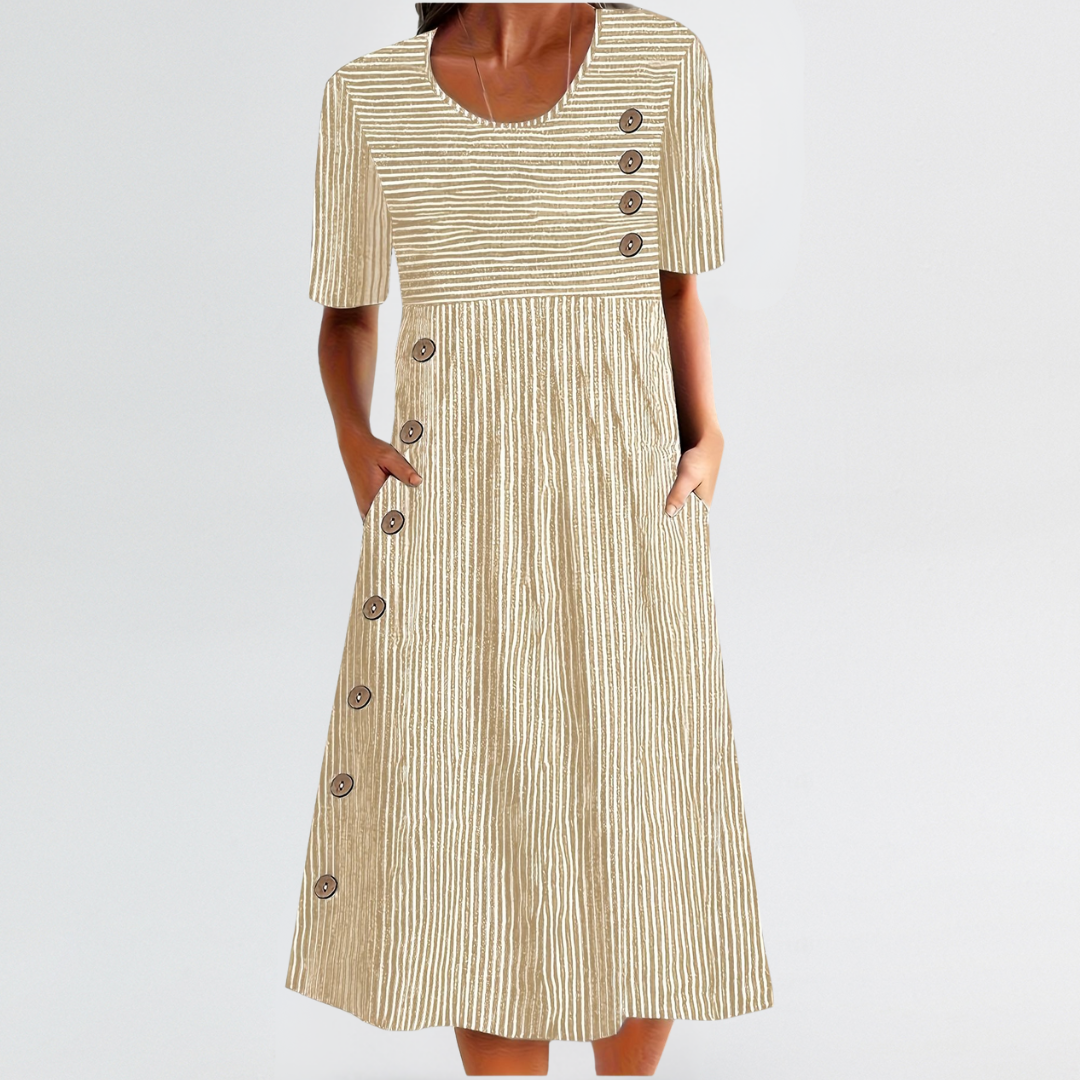 Edith | Breezy Striped Comfort with Flattering Button Detail