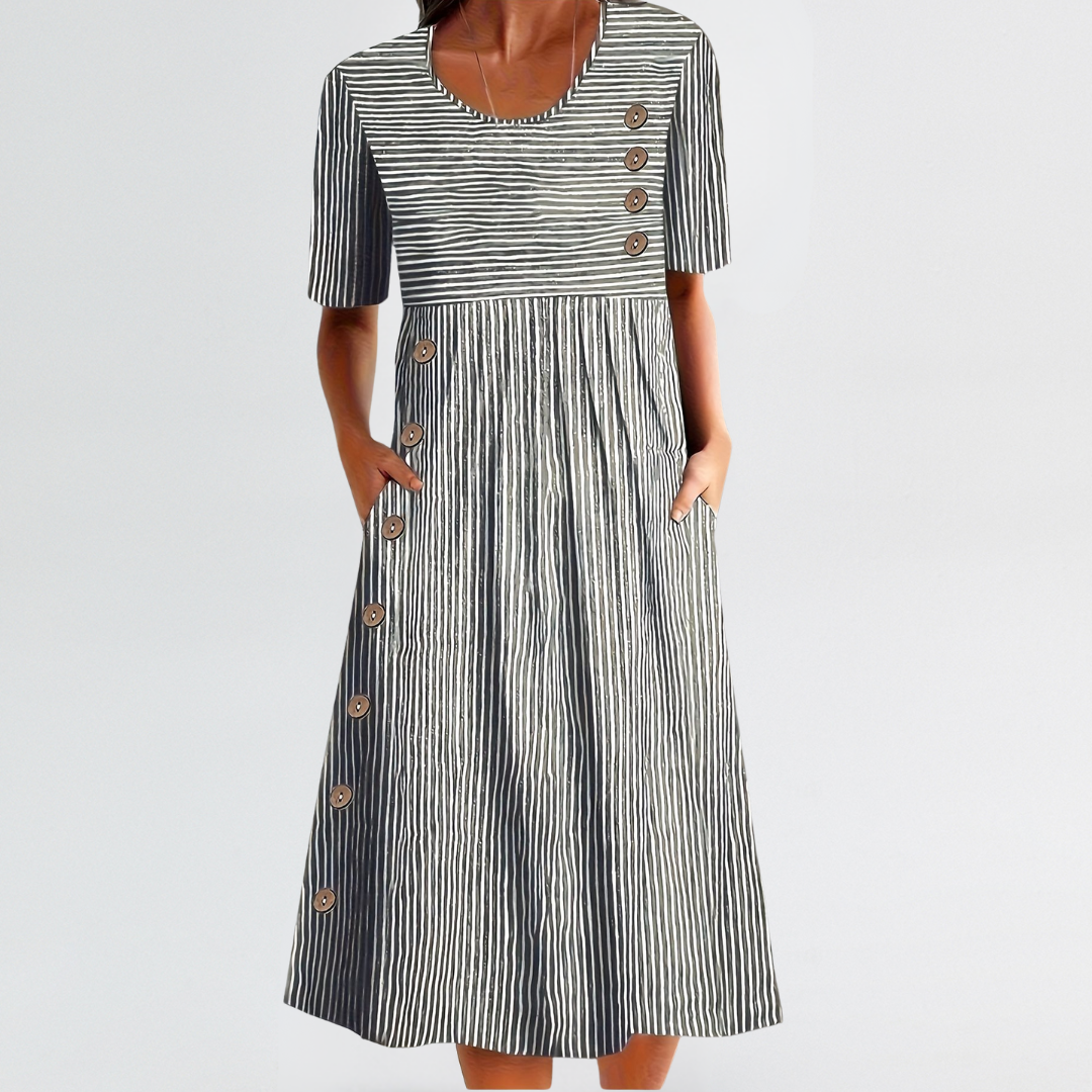 Edith | Breezy Striped Comfort with Flattering Button Detail