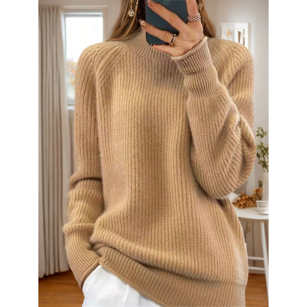 Edith | Soft Ribbed High-Neck Comfort Jumper