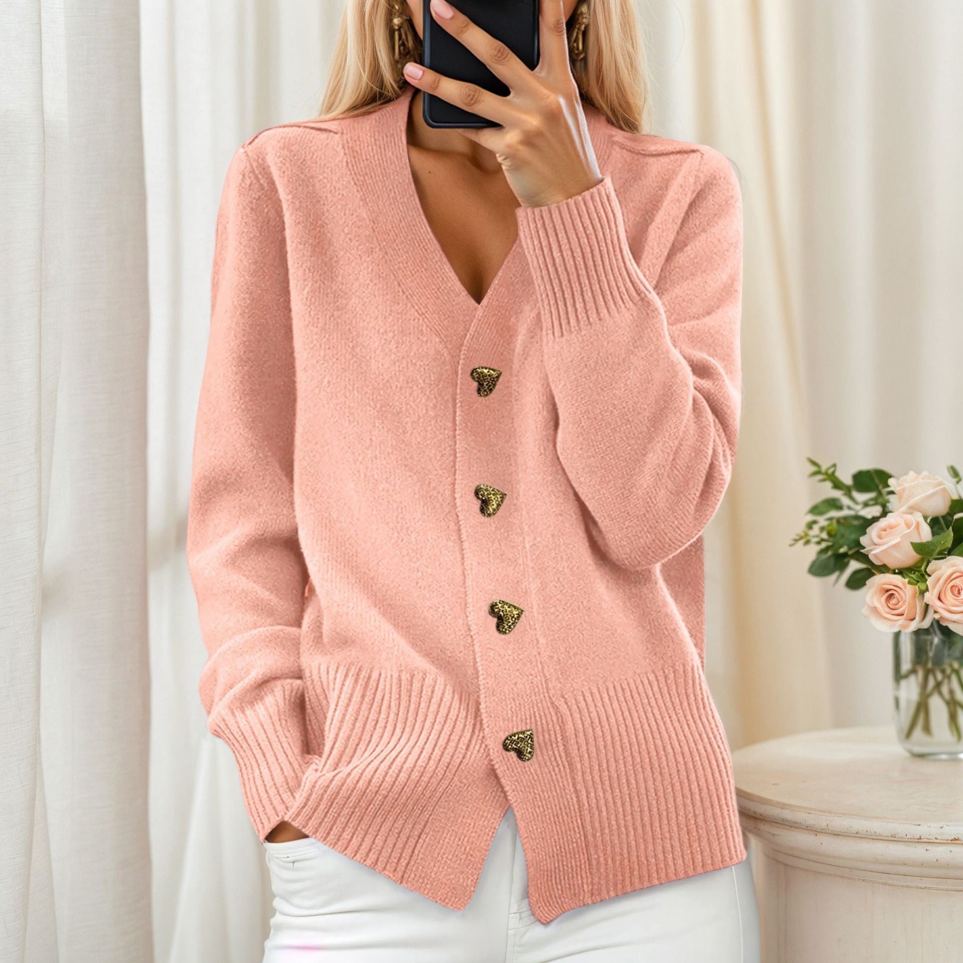Freja | Scandinavian Heart Button Cardigan
