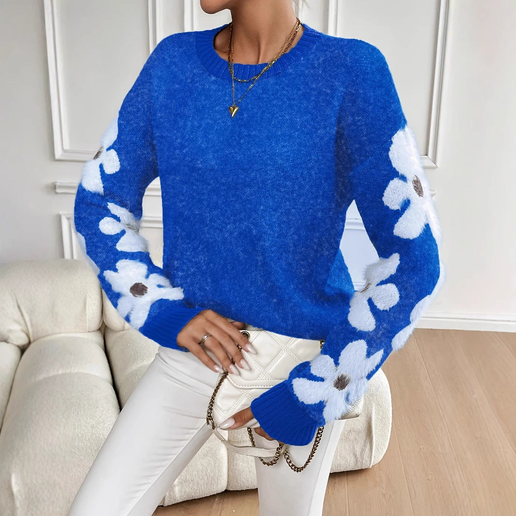 Lydia | Floral Sleeve Knit Sweater