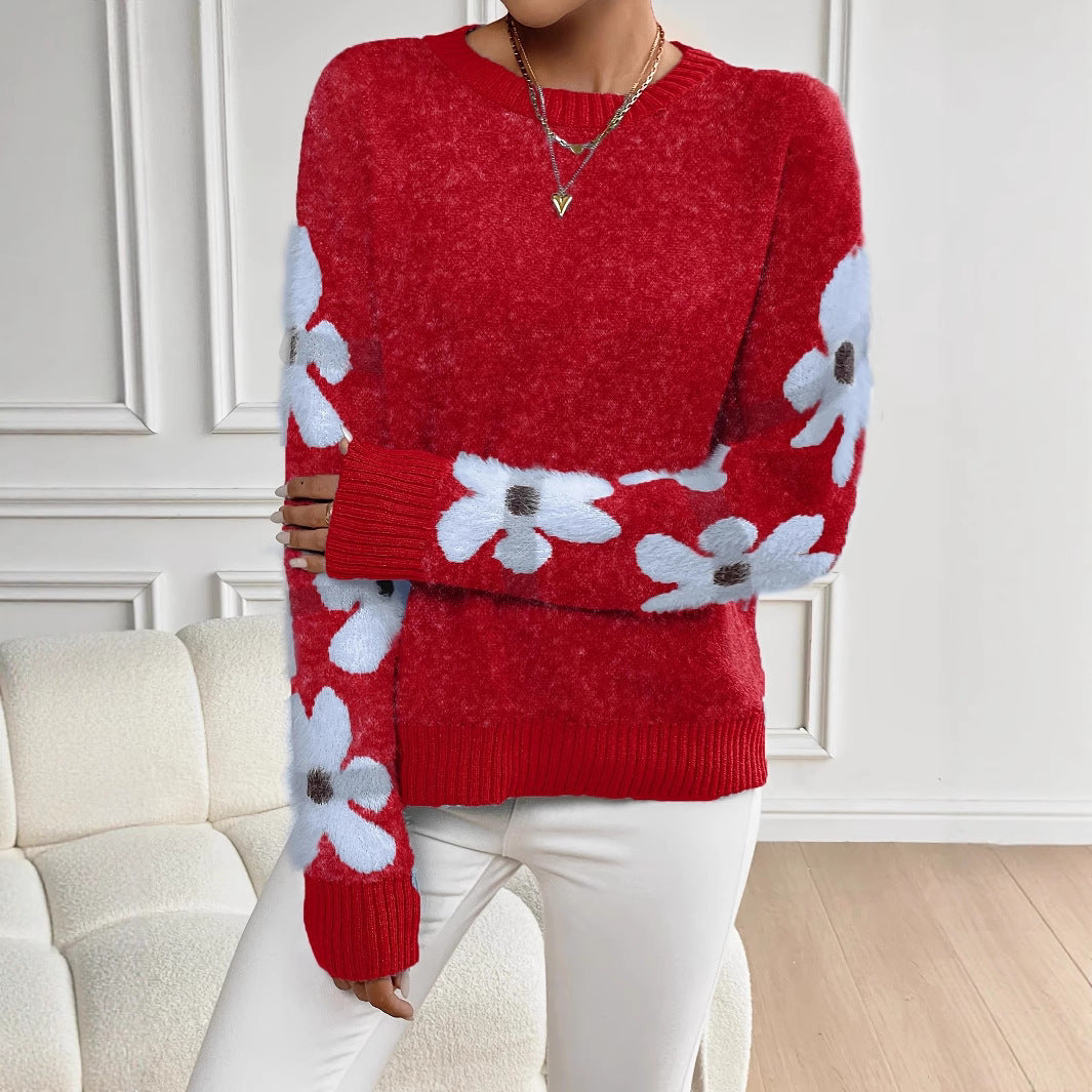 Lydia | Floral Sleeve Knit Sweater