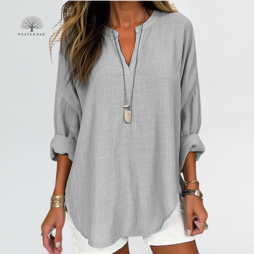 Lena | Longline Cotton-Linen Blouse